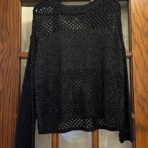 Pilcro Black Open-Knit Sweater